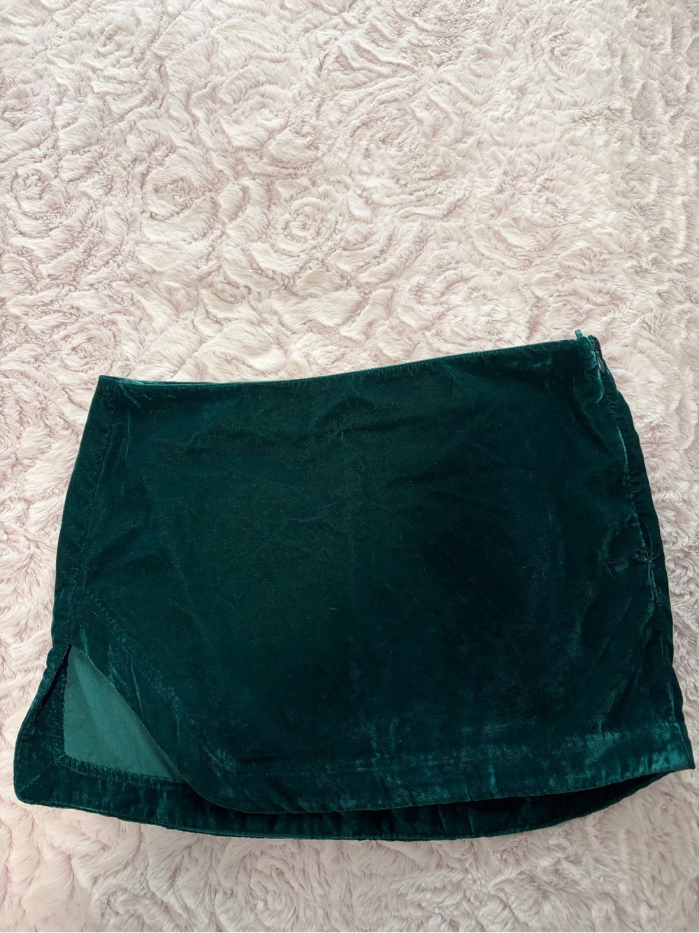 Free People Deep Green Velvet Mini Skirt
